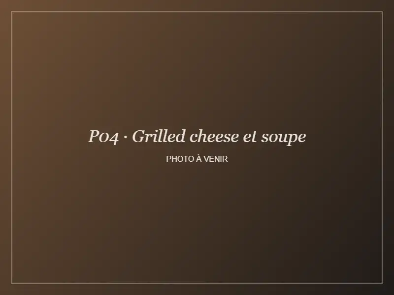 Grilled cheese doré accompagné d'un bol de soupe du moment